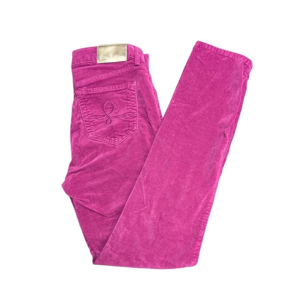 LILLY PULITZER Casual Stretch Velour Jean-Style Hot Pink Pants Women's 2